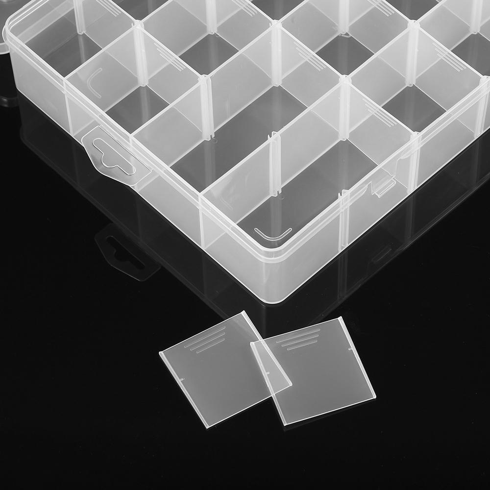 Transparent Large 24 Grids Adjustable Plastic Storage Containers Jewelry Bead Bathroom Accessories Tools Organizer Box
