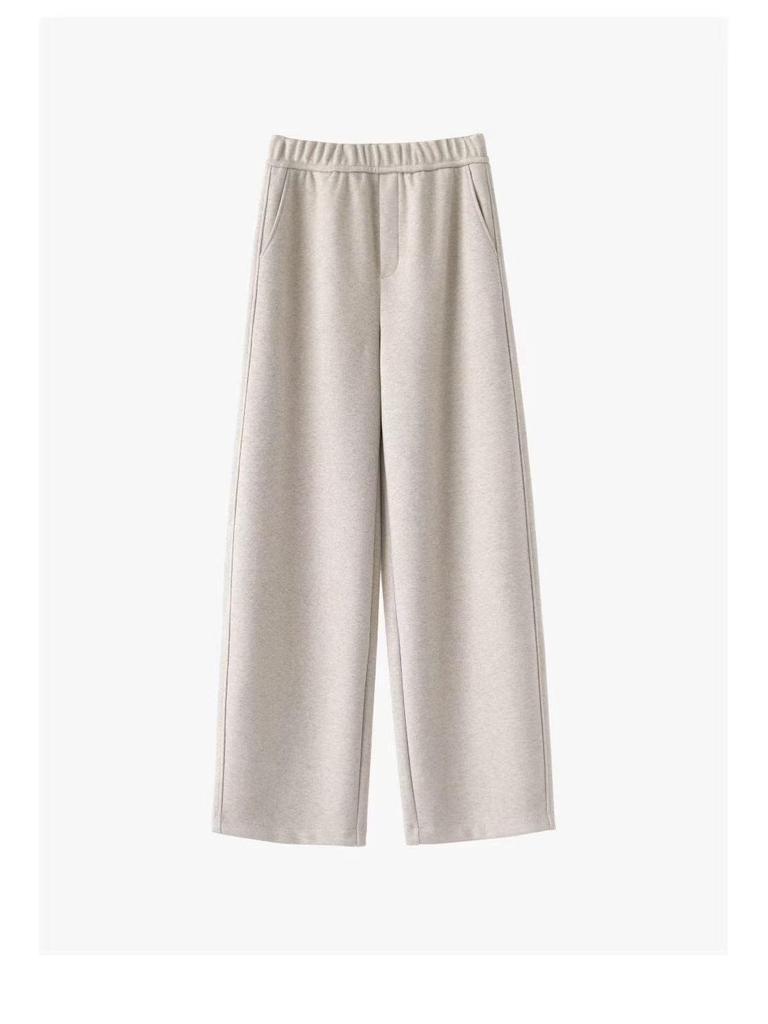 Women's Plus Size Wool Blend Fleece-Lined Curved Leg Pants for Autumn/Winter