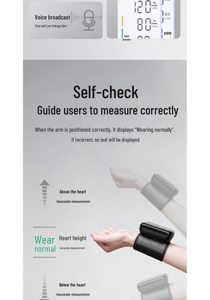 Zhuo Chen Rechargeable Wrist Blood Pressure Monitor with Voice Broadcast