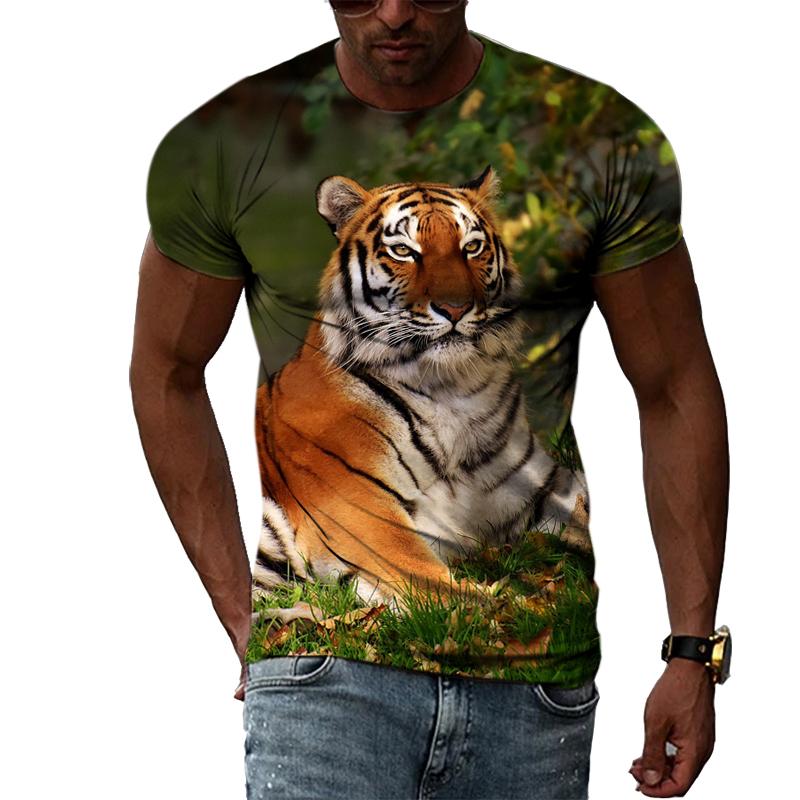 New Year Animal Tiger Graphic T Shirts For Men Summer Fashion Casual Hip Hop Harajuku Style T-shirt 3D Personality Print Tee Top