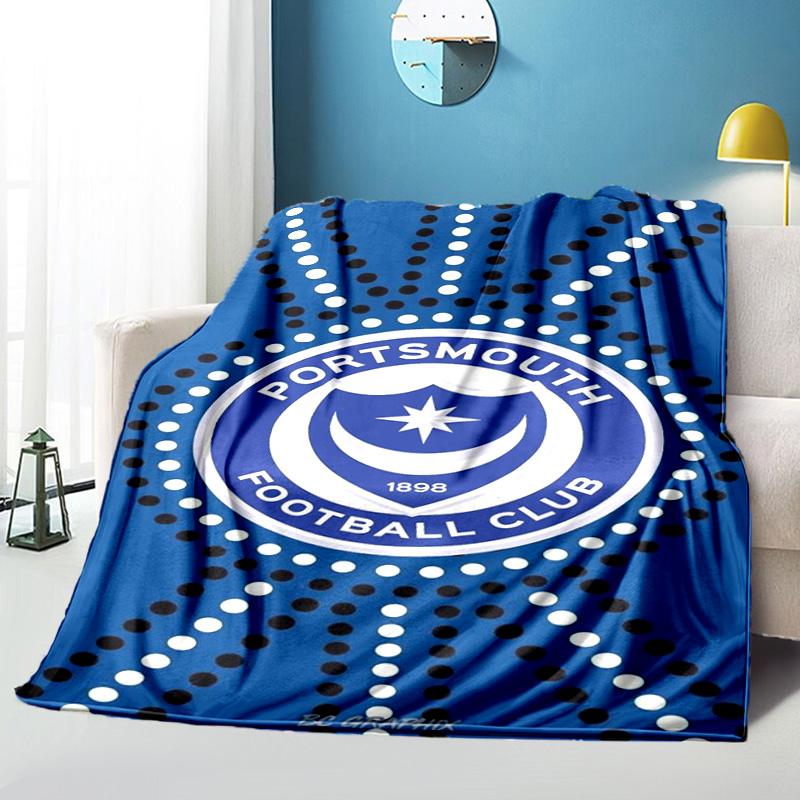 Ports-mouth Fc Anniversary Printed Throws Blanket Soft Flannel Blankets for Couch Bed Gifts for Men Women Picnic blanket Christmas gifts