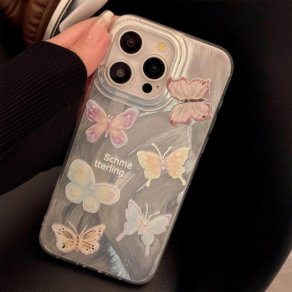 Colorful Dreamy Butterfly Phone Case Suitable for Apple 15promax Feather Iphone13 Anti Fall 16 High End Sense