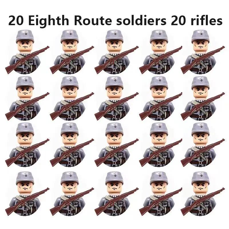 20Pcs/Set WW2 Military Soldier Array Soviet US UK France Japan Canada Italy China Building Blocks Action Figure Bricks Kids Toy
