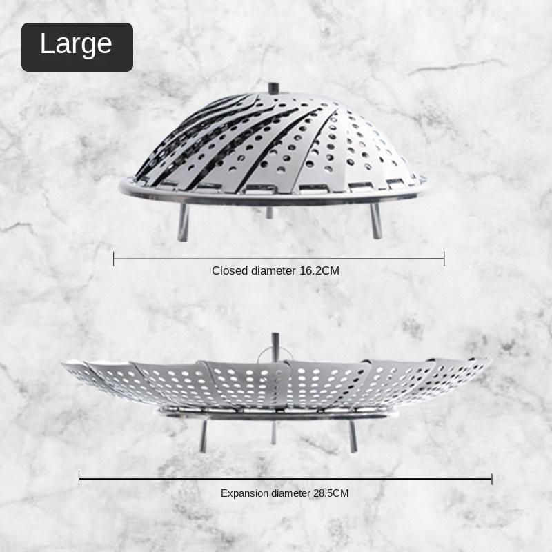 HANYANG Practical Stainless Steel Lotus Adjustable Folding Tray Various Magic Fruit Plate Telescopic Folding Steamer Tray