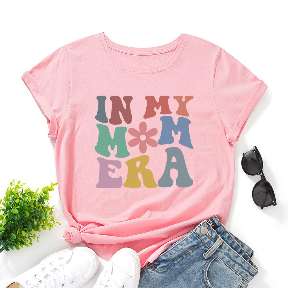 IN MY MOM Cotton T-Shirt Short Sleeve Round Neck Women 2d Print Tops