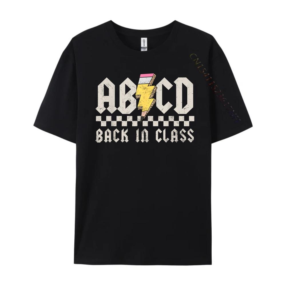 Teachers Rock Abcd Back In Class Back To School Red And Black Graphic T Shirt Mens Designer Clothes Christmas