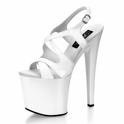 Damskie sandały na platformie do tańca buty 20cm obcas do kostki 10cm platforma seksowna z kwiatową różą platforma czarny biały YKC
