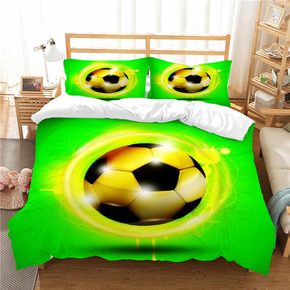 Soft Breathable Bedding Set Football Print 2/3pcs Duvet Cover Girls Boys Home Bedclothes Microfiber Quilt Covers Warm