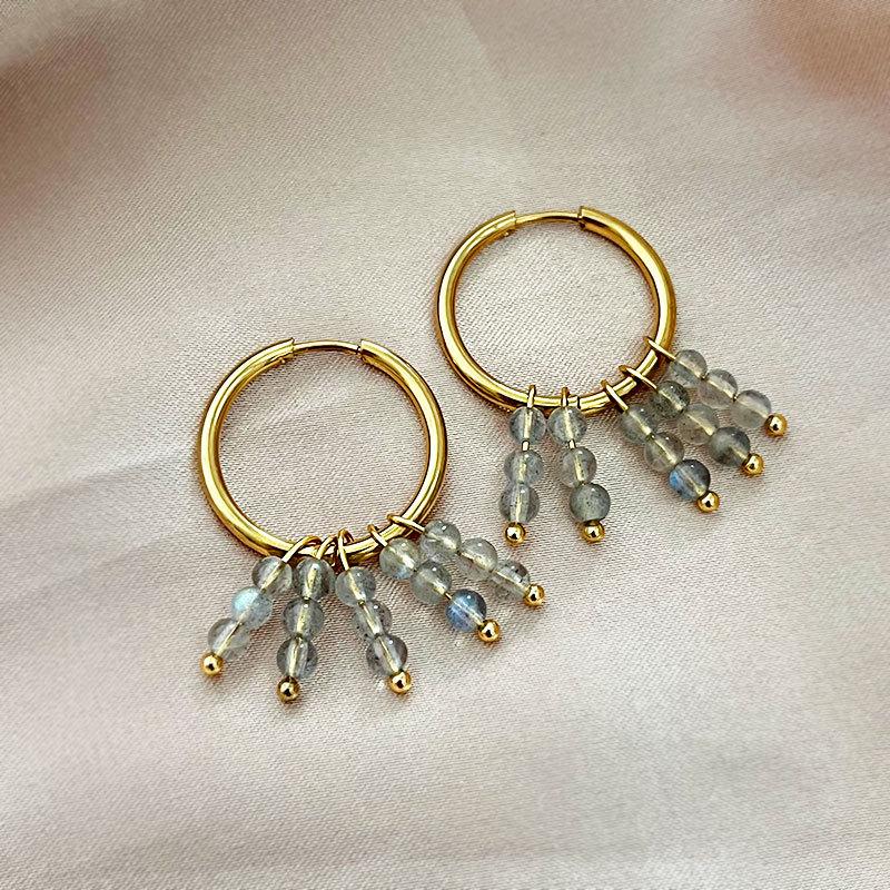 Natural stone earrings Circle Hoop Earrings For Women Exaggerate Circle Earrings Drop Earrings Gold plated hoop earring Retro