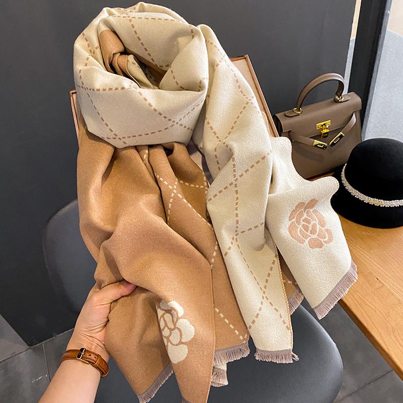 Autumn And Winter Popular Shawl Outside Women'S Scarf Office Blanket Cashmere Fringed Warm Scarf Live Stream