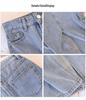 2024 Summer High-Waist Retro Denim Midi Skirt with Slit