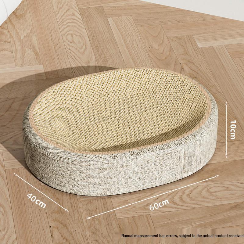 Durable Sisal Cat Scratching Board & Bed Combo - Scratch-Resistant, Claw-Safe, No Shedding Oval Design.