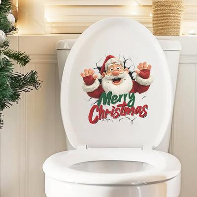 Zerbrochene Wand Weihnachtsmann und Englischer Slogan Badezimmer Toilette Dekorative Wandaufkleber