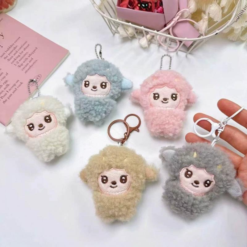 Cute Curly Lamb Keychain Pendant Sheep Doll Bag Charm Heart Gift