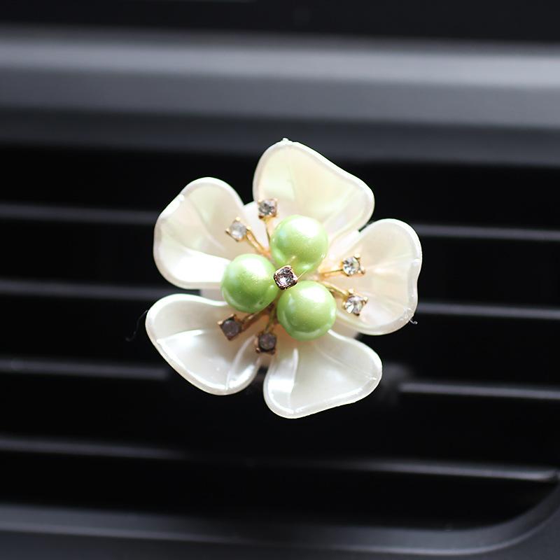 Car Air Vent Perfume Clip Pearl Flower Car Interior Decoration Gift