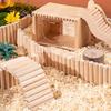1pc Wooden Hamster Ladder Bridge - Flexible Pet Climbing Suspension for Small Animals, Durable Natural Wood Design, Ideal for Cage Enrichment