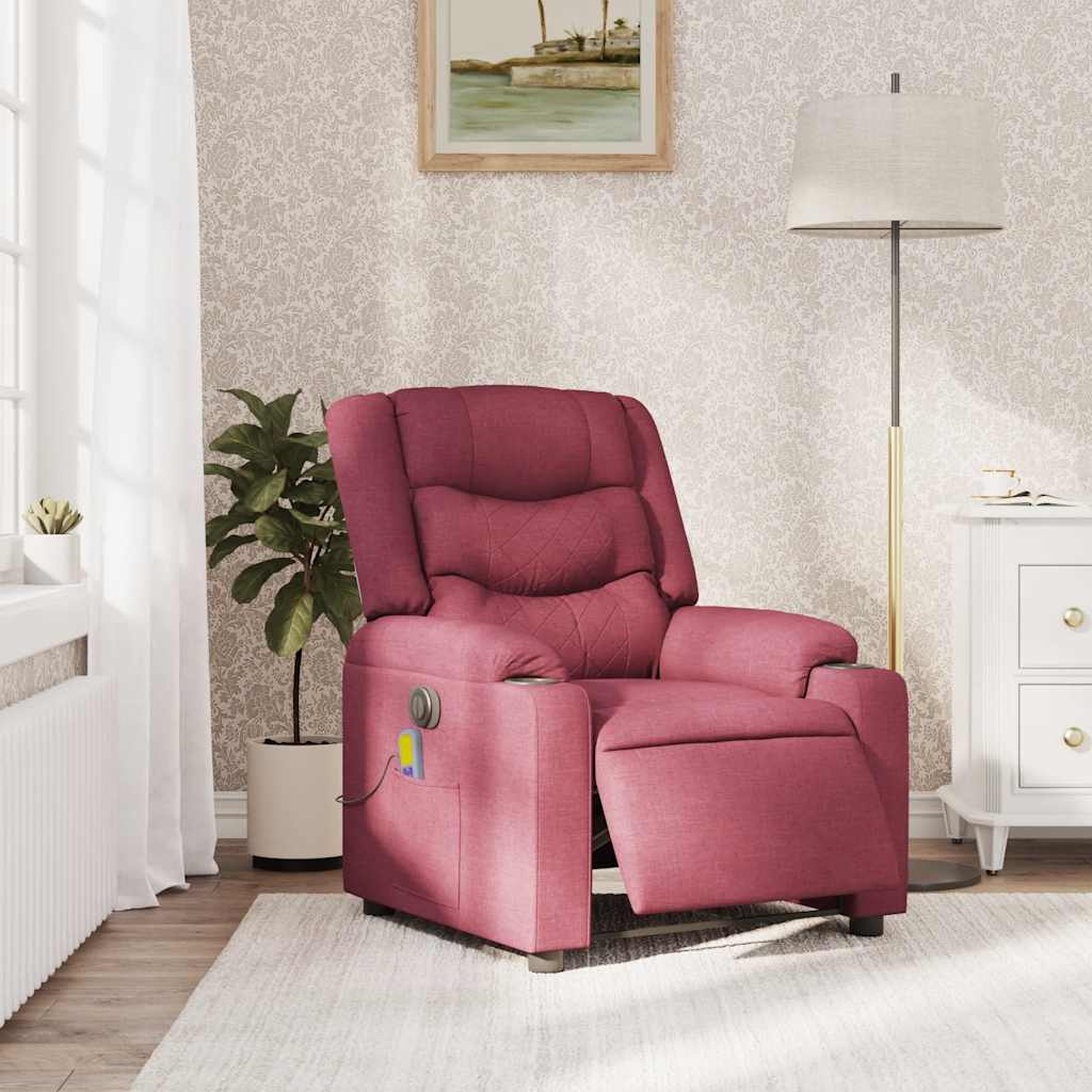 Electric Massage Chair Wine Red Fabric