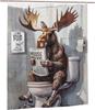 Funny Husky Shower Curtain Humor Husky Animal Sitting On Toilet Reading Newspaper Shower Curtains  Shower Curtain for Bathroom