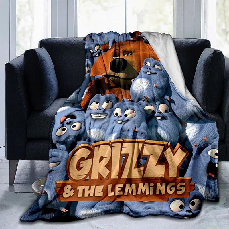 1pc Grizzy & The Lemmings Throw Blanket Soft & Cozy Blanket for Couch, Bed, Travel .B002
