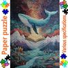 1000pcs Large Adult Jigsaw Puzzle, Paper Material, Multiple Specifications Available, Dreamlike Whale & Mountain Scene, Ideal for Family Bonding, Birt