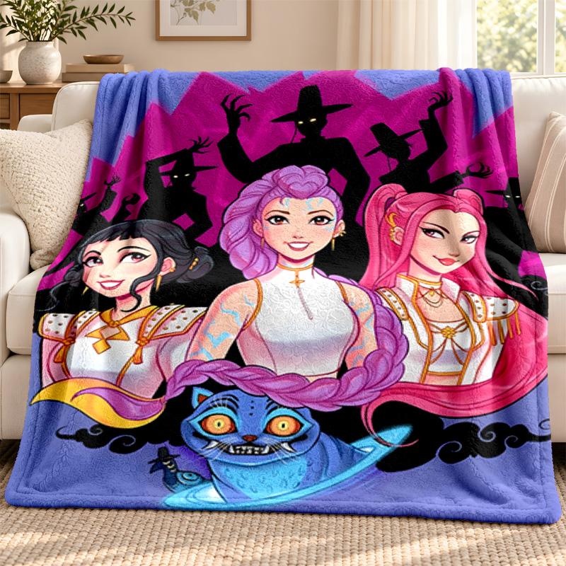 Kpop demon hunters blanket Flannel Blanket Soft Cozy Plush Throw for Sofa Bed Lightweight Home Decoration Outdoor camping