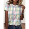 Women's 3D Print T-Shirt - Comfy Short Sleeve Crew Neck, Medium Stretch Casual Top for Spring Breathable Tee, Printed Shirt, Trendy Wear