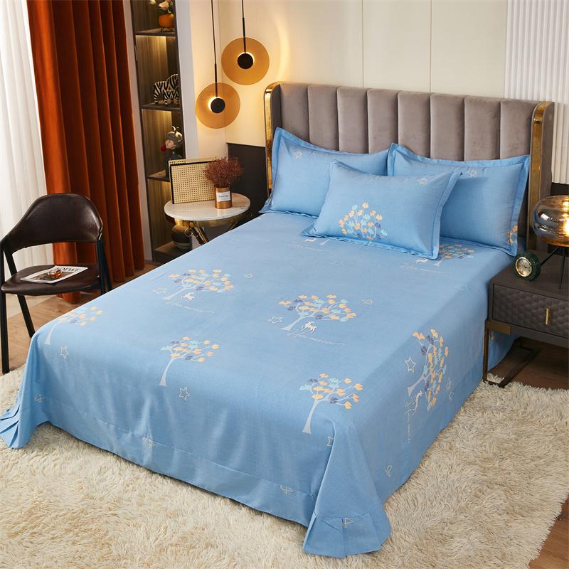 White Flower Printed Bed Sheet Set Simple Pink Cotton bedspread Thickened Bedding Set Luxury Soft Flat Sheet with Pillowcases