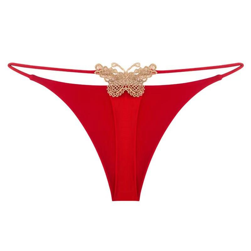 Butterfly Embroidery Low-Waist Seamless Thong - Spring/Summer Collection