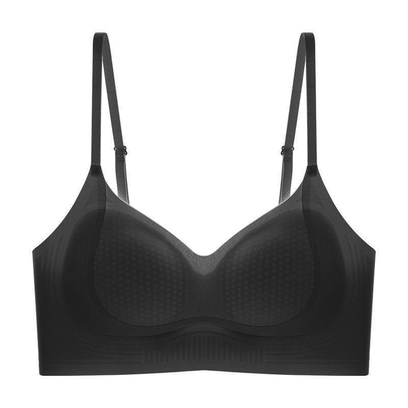 

Lingerie Women s Gathering Bra Invisible Bra One-piece Cup Bra Without Underwire Push Up Bra M чорний