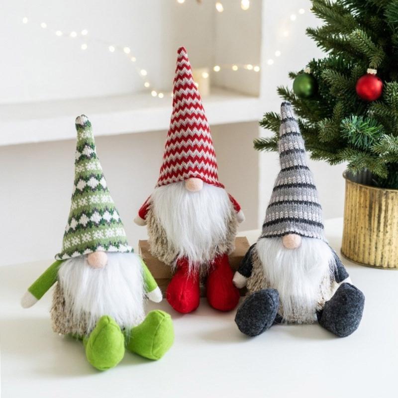 Festival Plüschgnome Puppen Dekoration Einzigartige Plüsch Langhut Gnome Ornament für Verzaubernde Weihnachts-Kamin-Dekoration