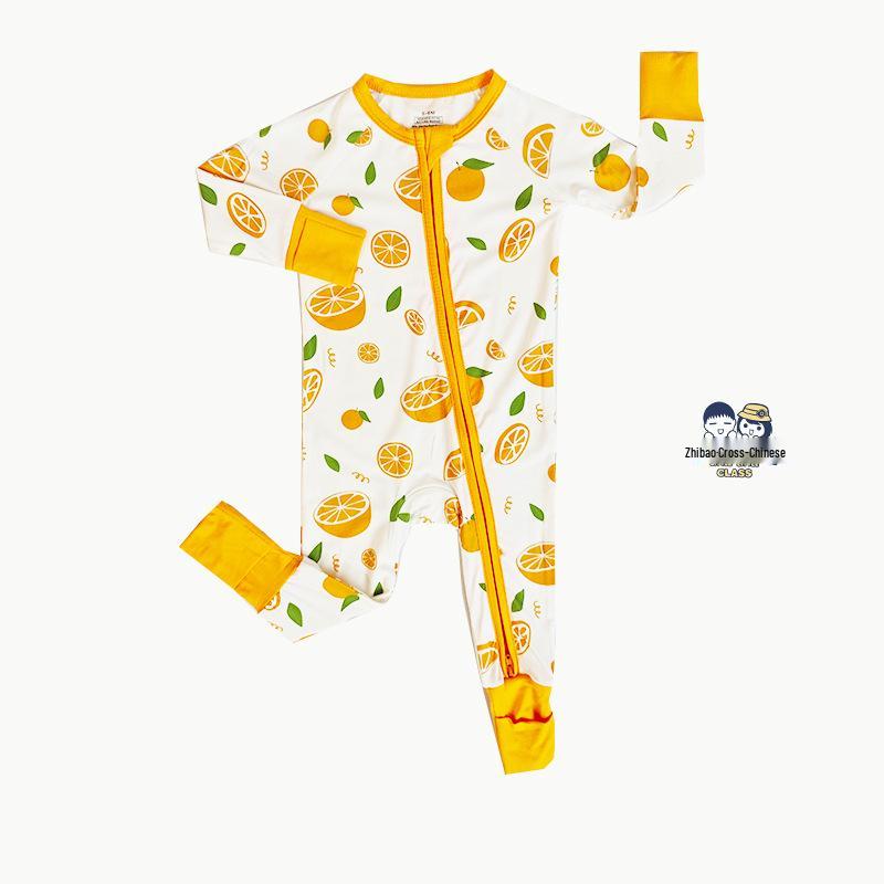 Bamboo Fiber Baby Romper with All-Over Print - Long Sleeve Onesie