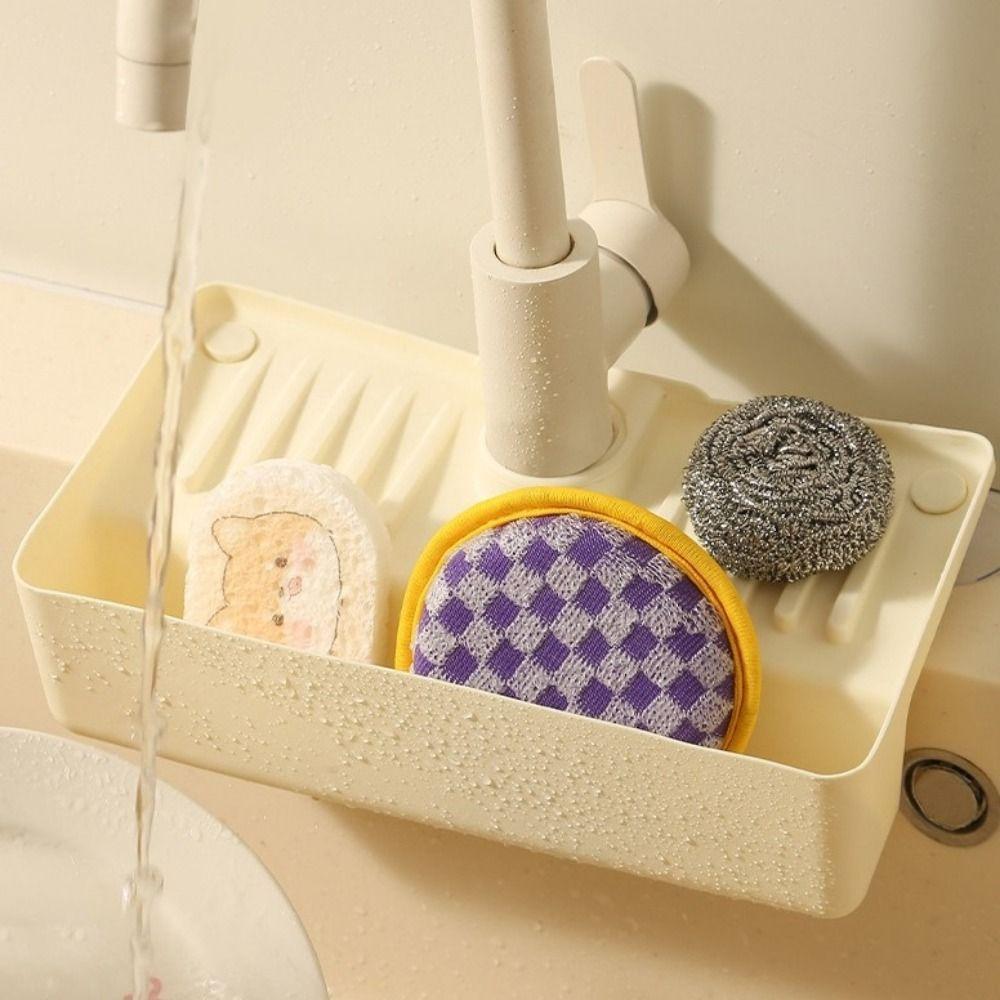Splash Proof Faucet Drain Storage Rack Cleaning Brush Storage Holder  Easy To Install