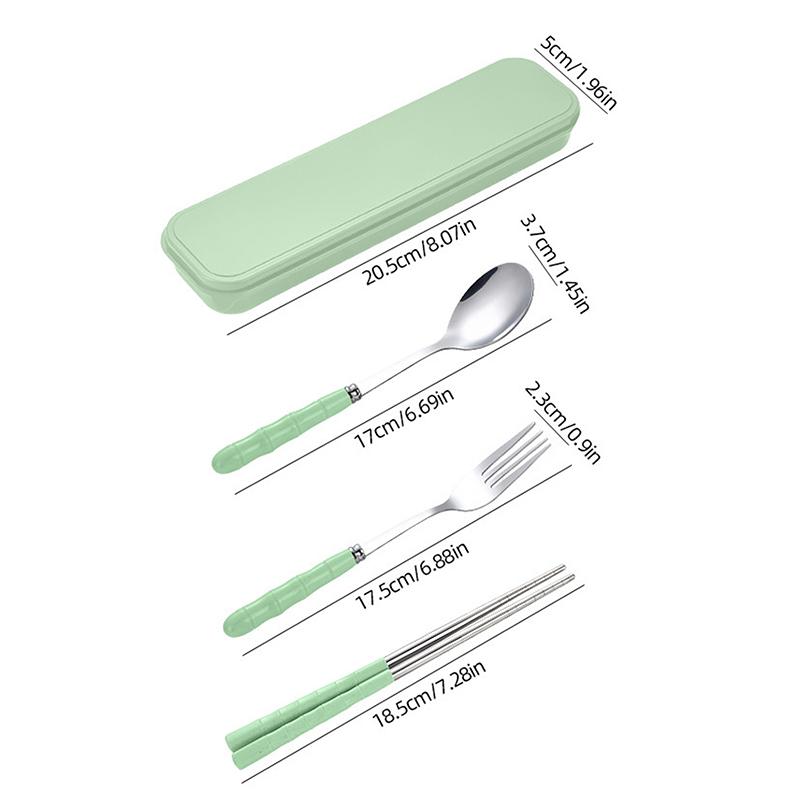 Stainless Steel Portable Cutlery Set Outdoor Camping Fork Spoon And Chopsticks Three-Piece Set