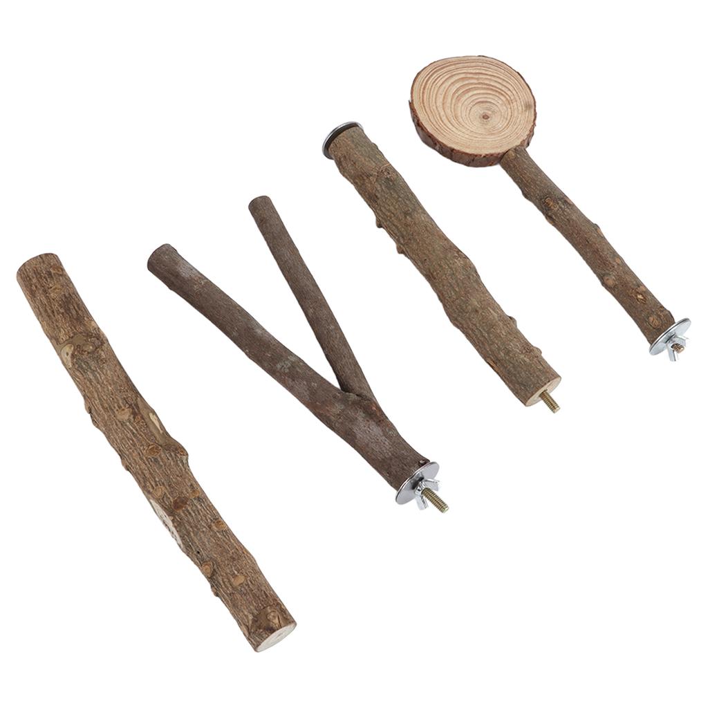 Bird Stand Stick Set Safe Stable Wooden Parrot Stand Stick Platform Set for Birds