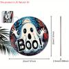Halloween Holzschild mit BOO Geistermuster - Charmante Figurenornamente - Ideal für Haustür, Wand-, Raumdekoration
