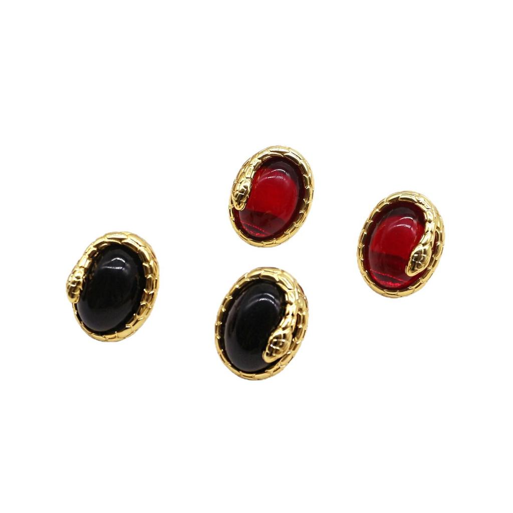 Elegant Gold Snake Stud Earrings - Natural Stone, Luxurious & Versatile Design