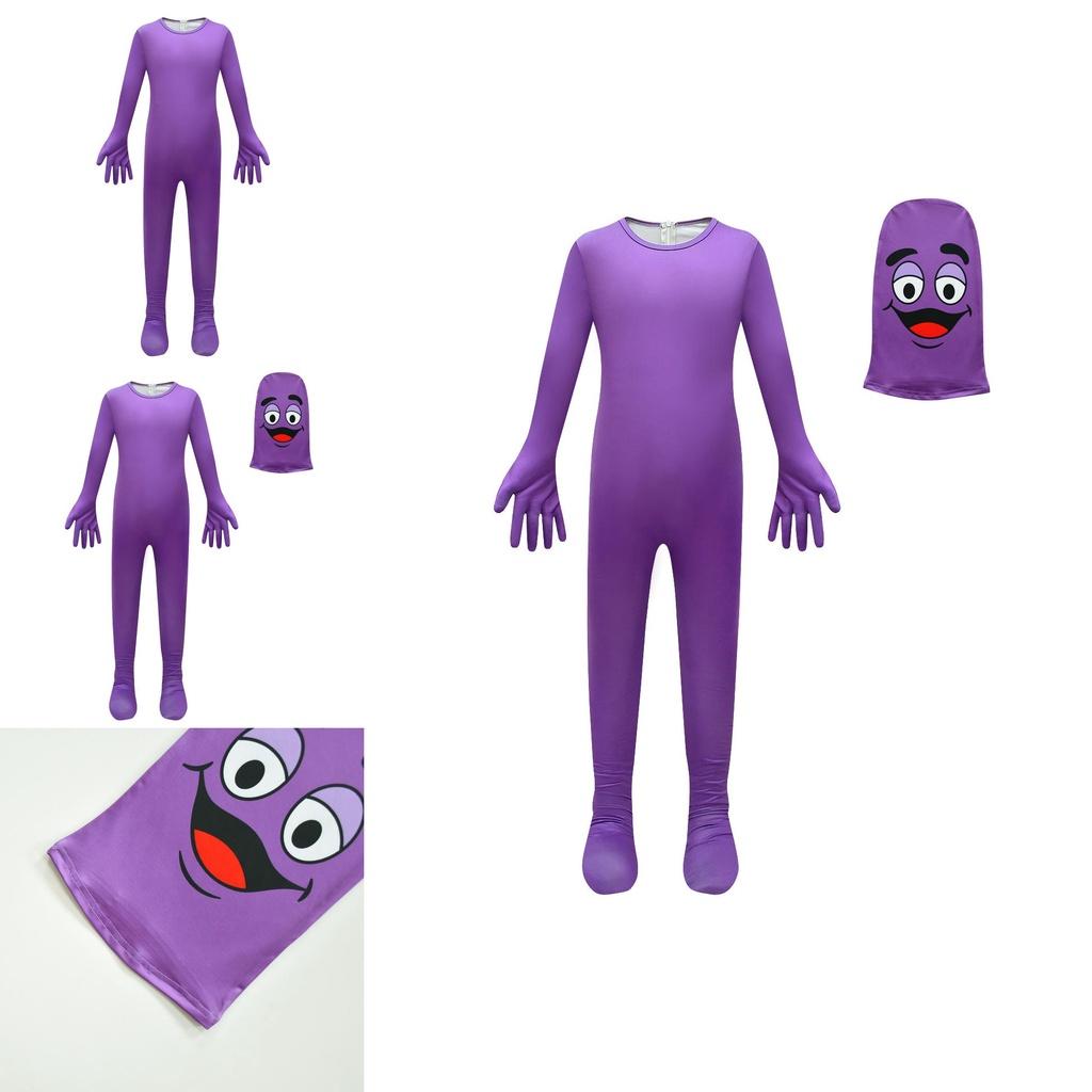 McDonald's Spookgezicht Onesie Paars Cartoon Kostuum Voor Kinderen
