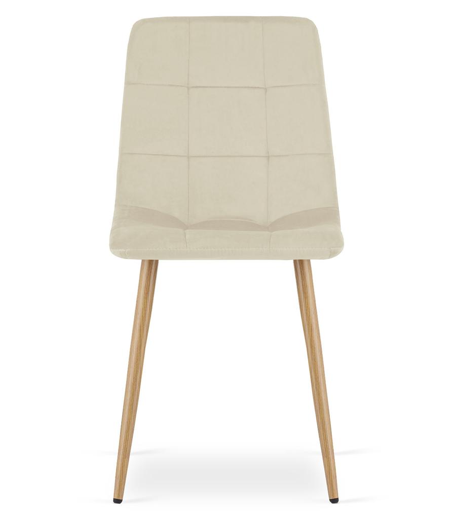 KARA Chair - Light Beige Velvet / Wood-colored Legs X 2