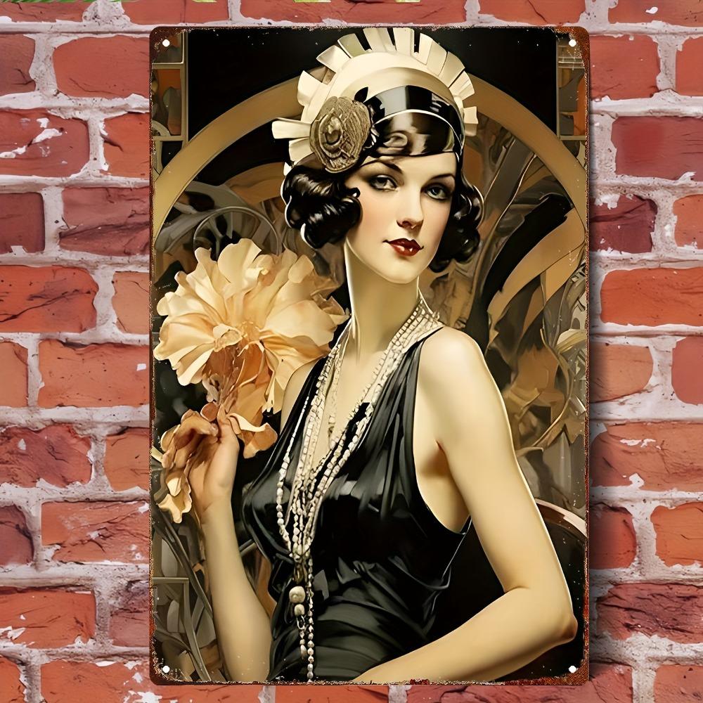 Retro Metal Sign D Vintage Wall Art Decor for Women Floral Headpiece Painting xcm Home Garden Cafe Garage