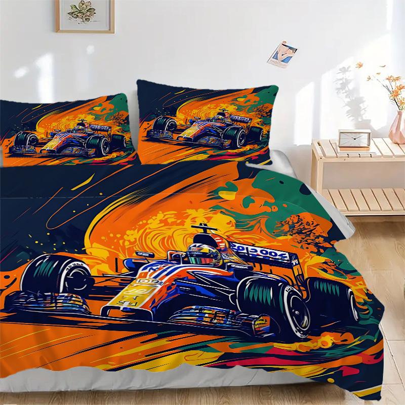 3pcs Racing Speed Bedding Cover Set, Fashion Classic Popular Print Bedding Set, Soft Comfortable, All - Season Use, For Bedroom, Guest Room157