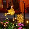 Solar Watering Can Light Outdoor Garden Art LED String Light Hanging Kettle Lantern Pathway Patio Decorative Lamp Stake Light
