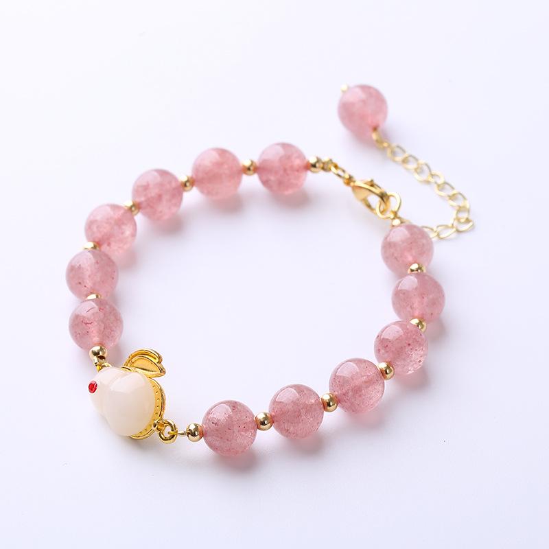 Natural Strawberry Crystal Bracelet Rabbit Crystal Bracelet Bangles Women Fashion Jewelry Accessories Gift