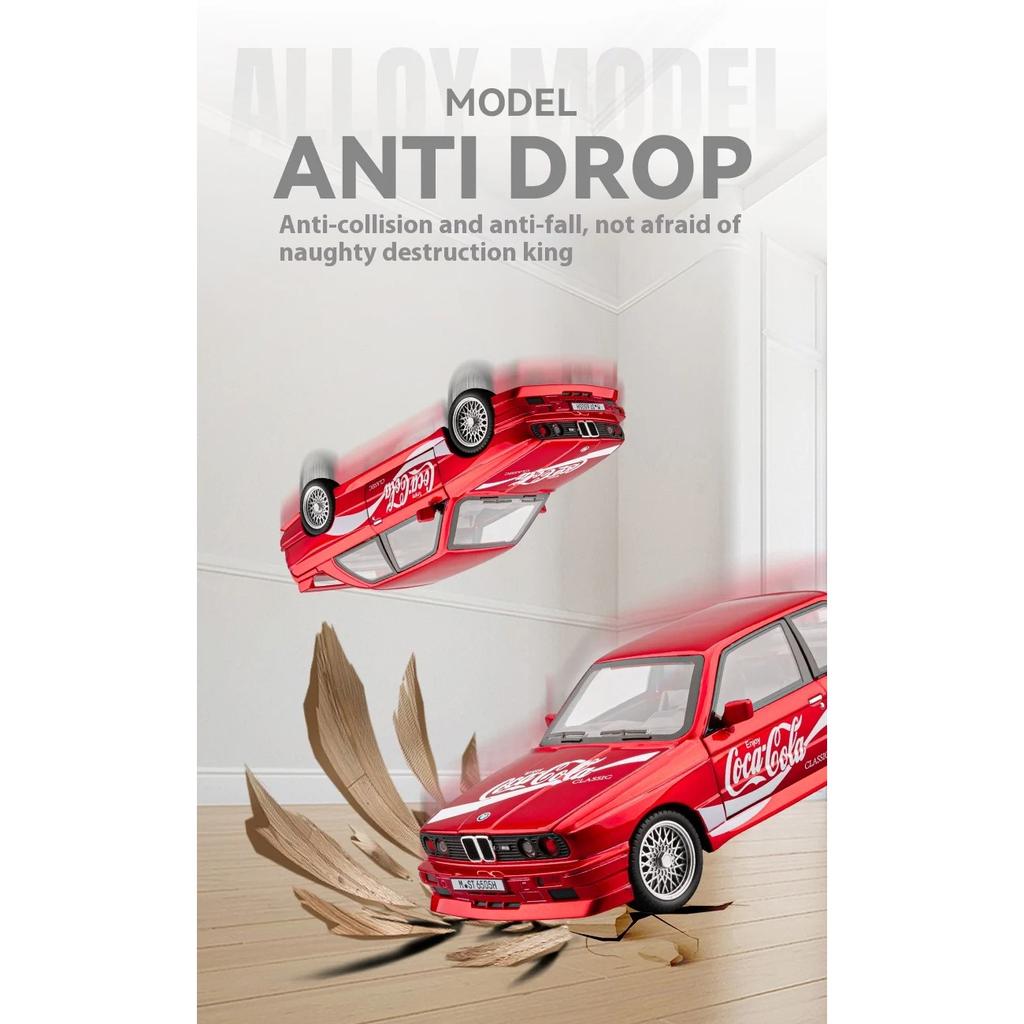 1/24 BMW M3 E30 Soda Version Boxed BMW Alloy Car Model, Suitable for Toy Cars for Children Aged 3-12 Years Old, Adults Can Collect Ornaments and Gifts