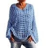 Loose Casual Versatile Cut-out Long Sleeve Women's Oversized Knitted Sweater Sun Shirt