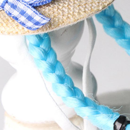 Hamster Sun Hat Cute Small Pet Hat with Double Braids Elastic Strap Adjustable Parrot Wig Hat for Budgies Roosters Guinea Pigs Dress-Up