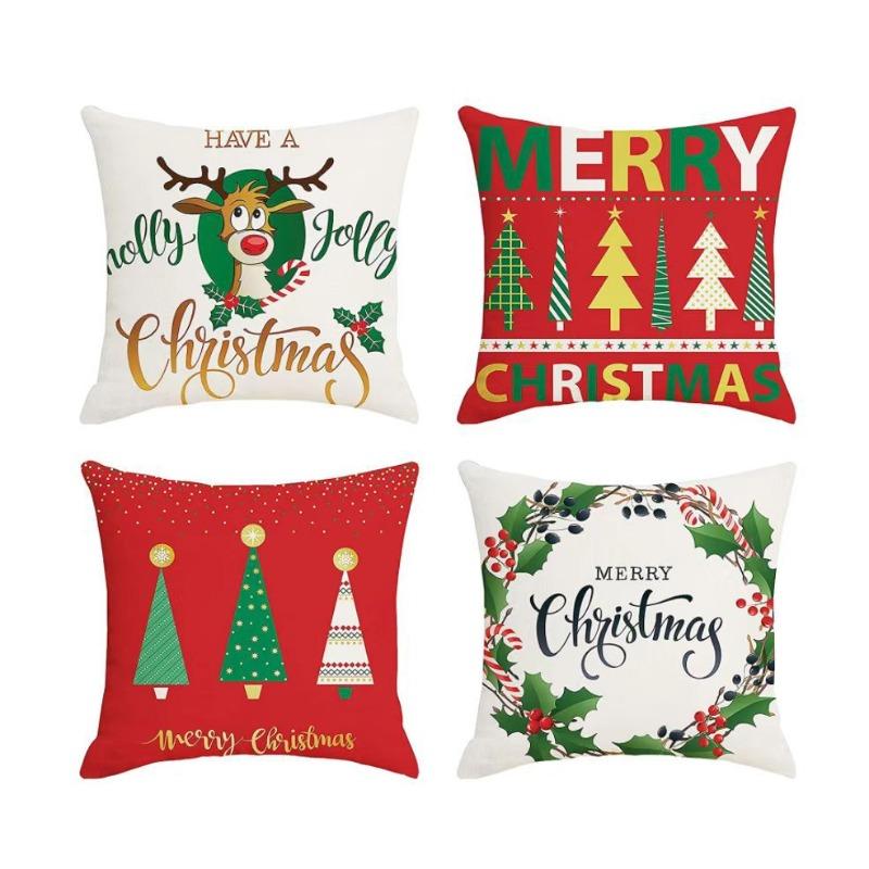 New Christmas Pillow 4 Combination Picture Pillow Cushion Pillowcase Home Office Pillowcase