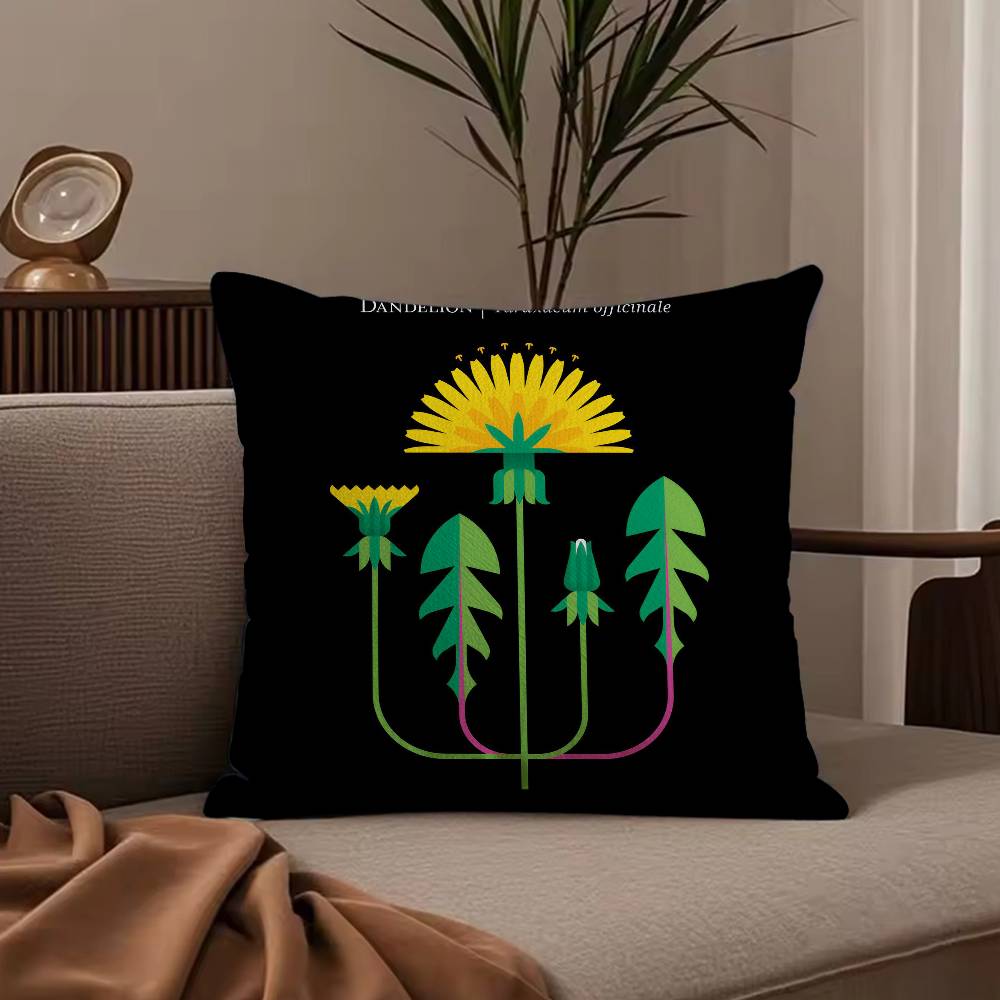 

Simple Flower Art Pillow Case Anti-dustmite Pillowcase Invisible zipper silky short plush Sofa cushion cover 30X30cm