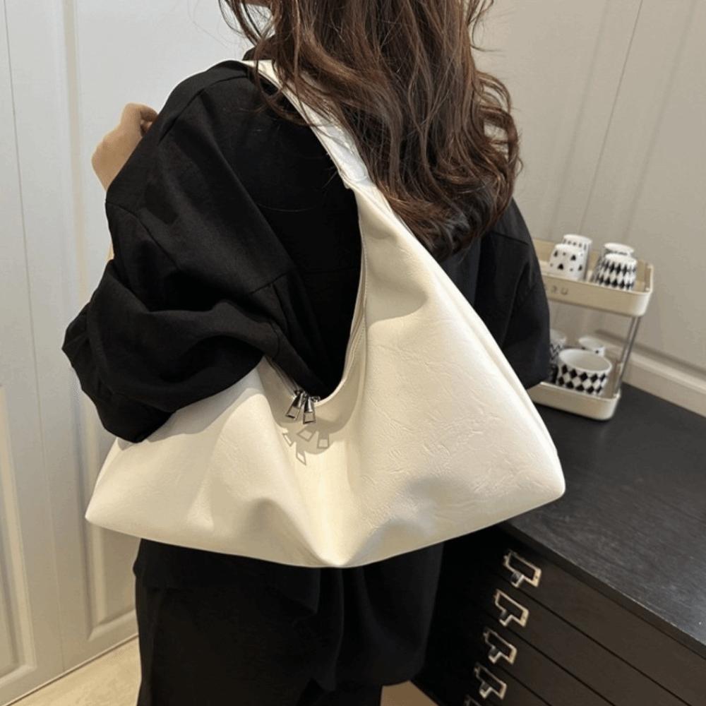 Leisure Soft Leather Tote Bag Vintage Women's Armpit Bag Trendy Large Shoulder Bag  Girls