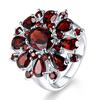 Women Ruby Ring Exquisite Full Diamond Cluster Engagement Band European Style Wedding Jewelry