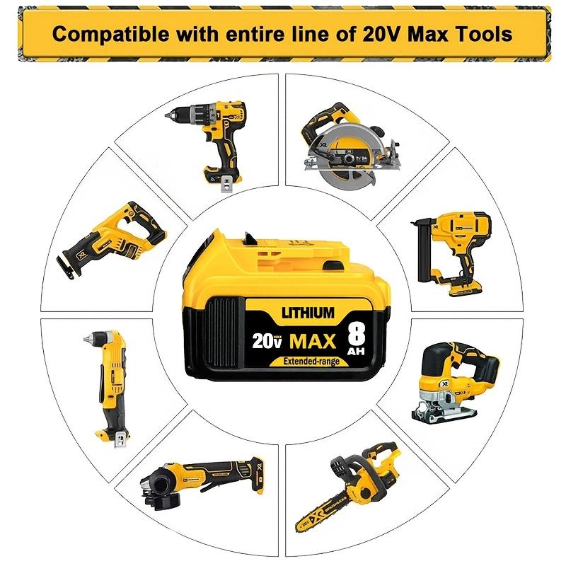 2-piece Set of 8.0Ah 20V Battery, 20V Battery Max Lithium-ion 8Ah Compatible with Dewalt Battery DCB200, DCB205 DCB206 DCB204 and Other Series